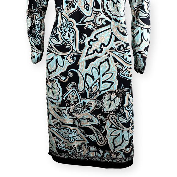 INC International Concepts Side Ruched Paisley Print Jersey Knit Dress Petite L - Picture 6 of 9